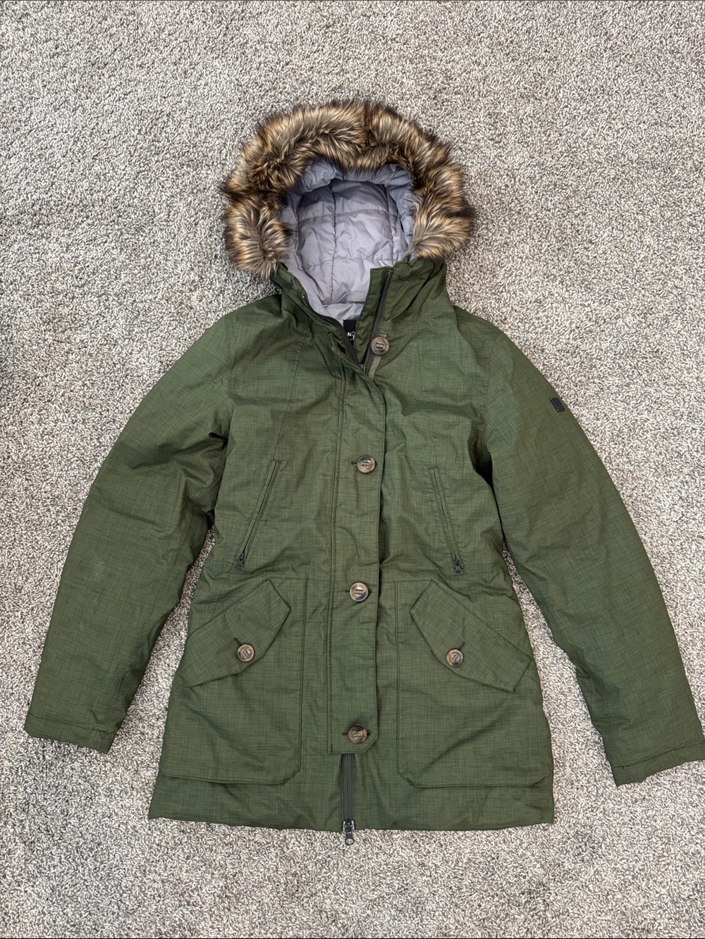The North Face Olive Parka, Small